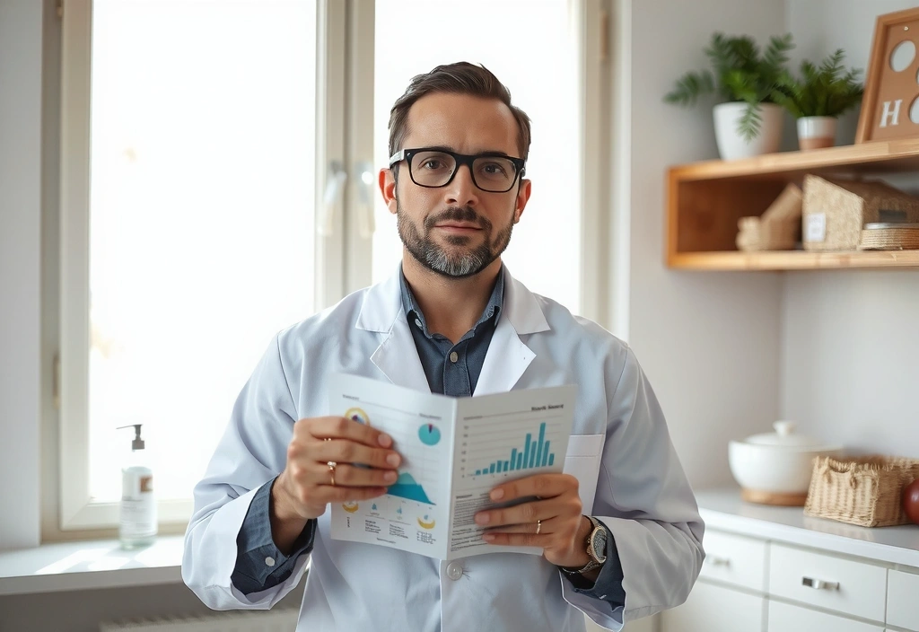 Specialista prohlíží lab zprávu